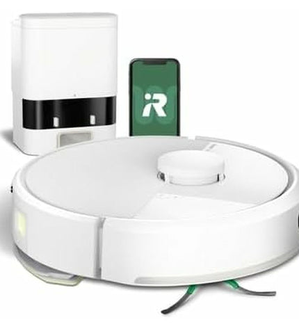 iRobot robot stofzuiger voor huis schoonmaken, zichtbaar op vloer met roterende borstels en compacte ontwerp