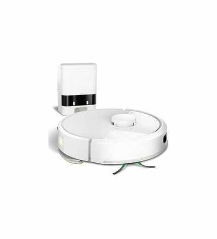 iRobot Robot stofzuiger schoonmaakt vloer, compact design, with sensors for navigation in home cleaning.