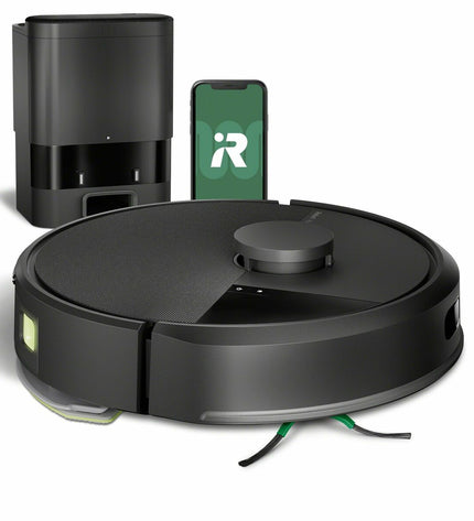 iRobot robot stofzuiger schoonmaakt vloeren, compact design, in huisomgeving, ready for floor cleaning and maintenance.