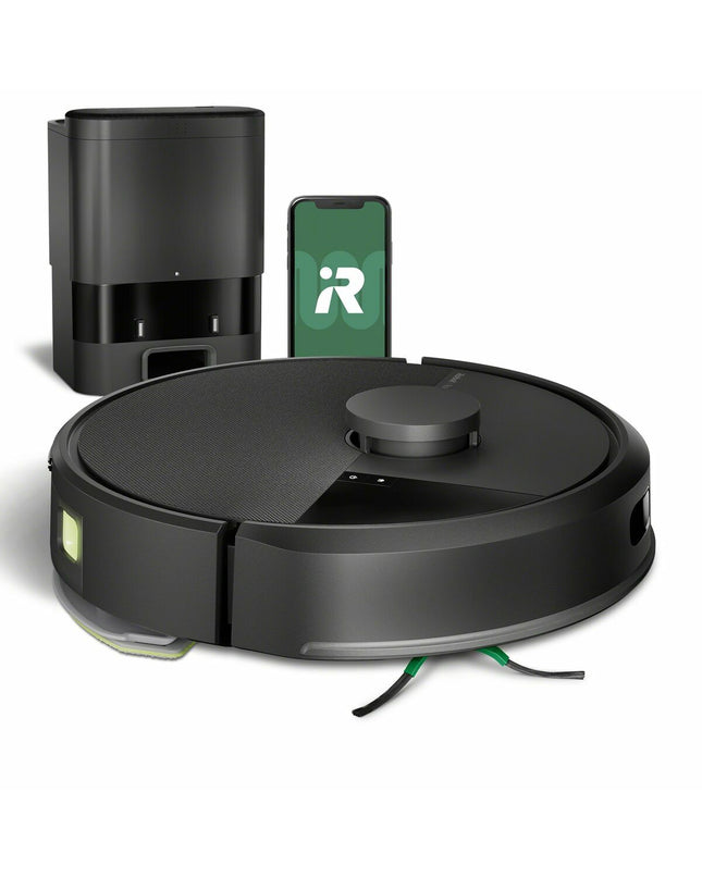 iRobot robot stofzuiger schoonmaakt vloeren, compact design, in huisomgeving, ready for floor cleaning and maintenance.