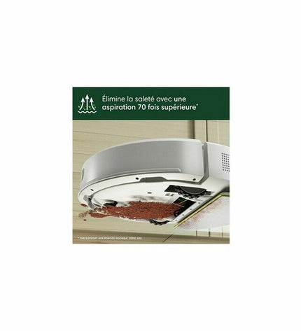 iRobot Robot stofzuiger in action on wooden floor, cleaning and maintaining floors efficiently in a home setting.