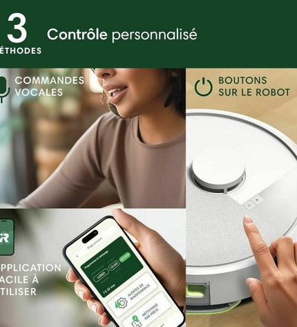 iRobot Robot stofzuiger voor huis en koken, schoonmaakt vloeren en ramen, compact ontwerp, wit met ronde vorm