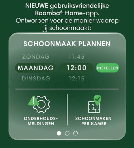 iRobot robot stofzuiger schoonmaakt vloer in huis, compact design for vacuuming and floor maintenance.