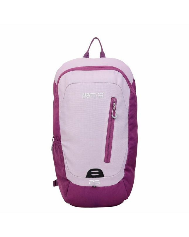 Regatta Highton V2 purple polyester hiking backpack, sport and outdoor rucksack with multiple compartments and ergonomic design.