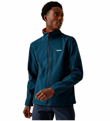 Regatta Cera V marine blue windcheater jacket for outdoor and camping, lightweight sport outerwear with a hood.