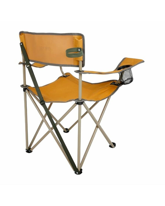 Yellow Regatta folding chair for outdoor activities, lightweight and portable, ideal for camping and hiking adventures.