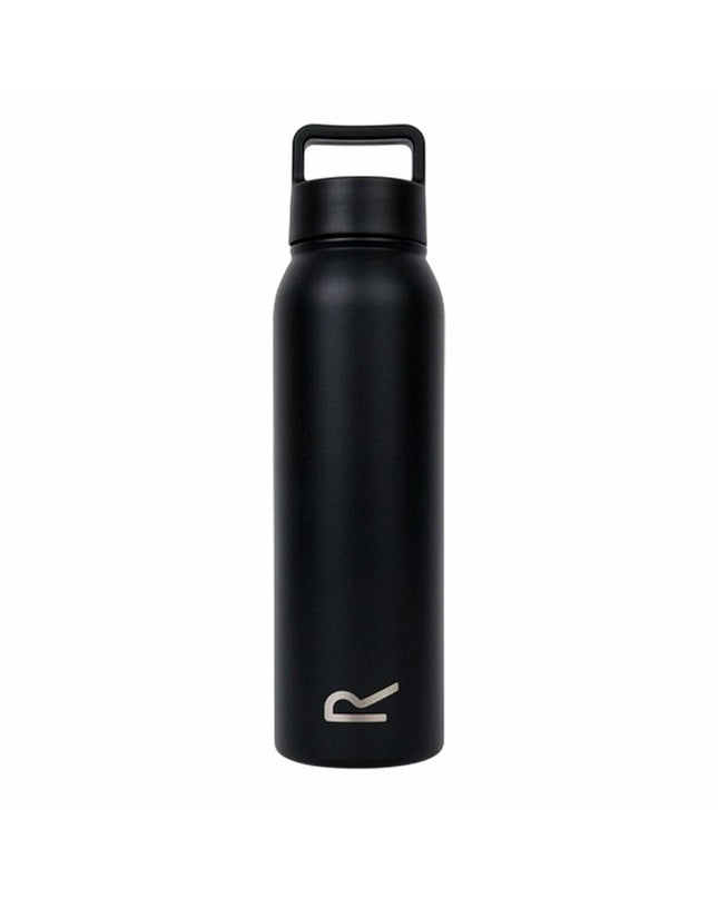 Black Regatta water bottle RCE555-800, 600 ml, suitable for outdoor activities, camping, and hiking, shown with a close-up view.