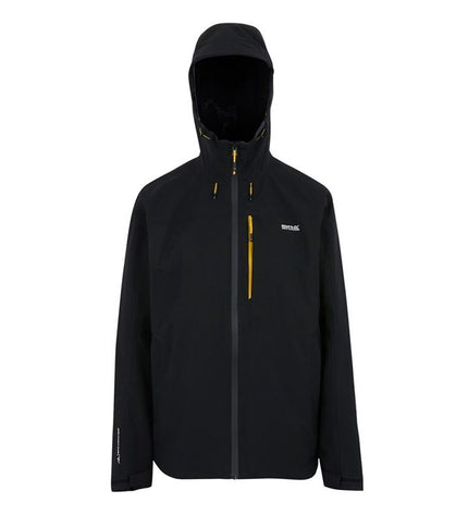 Black men's Regatta Birchdale II sport jacket for outdoor activities, shown on a model in a hiking setting.