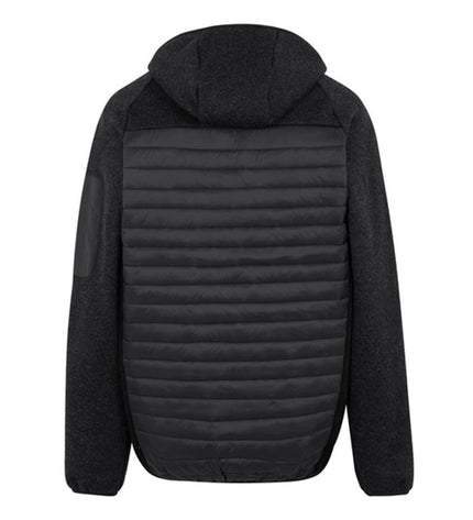 Regatta Newhill Hybrid men's sports jacket for outdoor activities, shown in black with a zip front and breathable fabric.