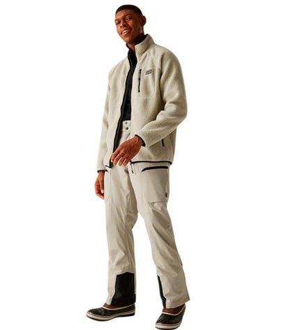 Dare 2b Camber fleece jacket with white fleece lining, men's outdoor sport and camping apparel, close-up of fabric and zipper