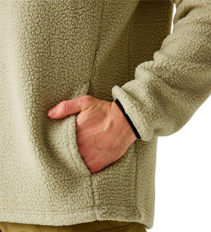Beige Dare 2b fleece lining for men's Twin Tip1/2Fle outdoor jacket, suitable for camping and hiking activities.
