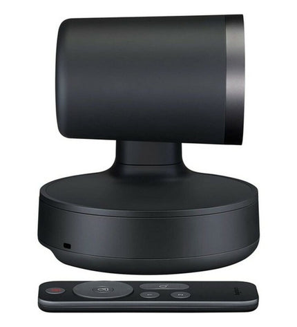 Logitech 960-001227 4K webcam with USB-C connection, featuring a sleek black camera body and adjustable lens for high-quality video.