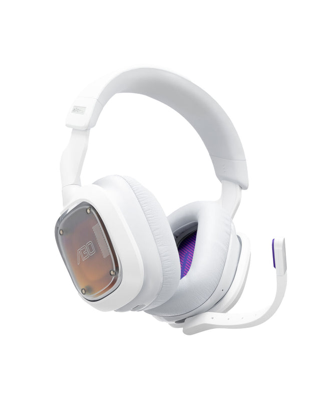 Logitech gaming headset with microphone, plug-and-play design for consoles, featuring adjustable headband and cushioned ear cups.