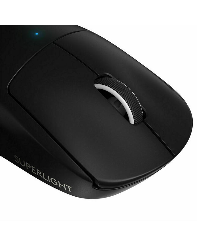 Black Logitech Wireless Mouse 910-005881 for electronics and plug-and-play gaming consoles, with ergonomic design and wireless connectivity.