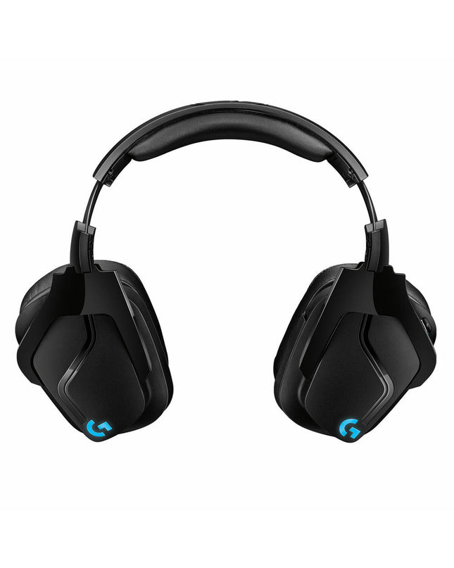 Logitech gaming headset with microphone, plug-and-play design for consoles, featuring over-ear headphones and adjustable headband.