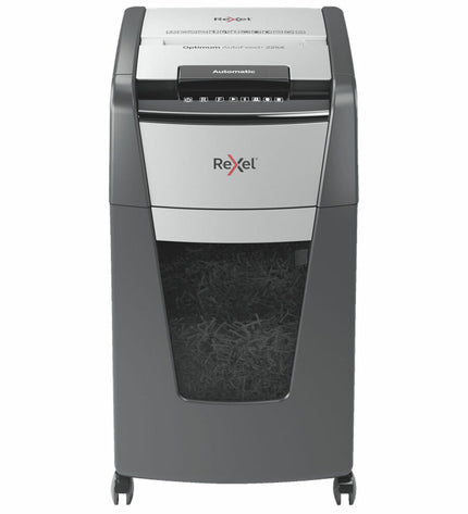 Rexel Papierversnipperaar 2020225XEU for office shredding, compact electronic paper shredder with safety features.