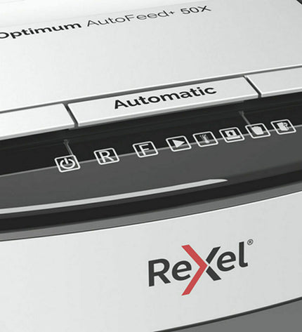 Rexel Optimum AutoFeed 50X paper shredder with 20-liter bin, office electronics and stationery for secure document destruction