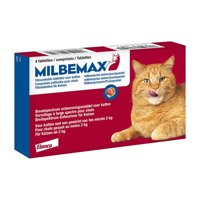 MILBEMAX Deworming Tablets for Cats 2-8 kg, 4 tablets