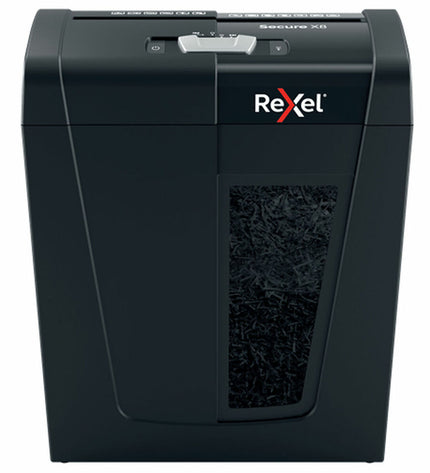 Rexel Secure X8 paper shredder in office electronics, showing the shredding slot and control panel for secure document disposal.