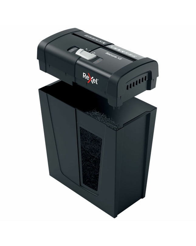 Rexel Secure X8 paper shredder for office use, compact electronic office tool with secure shredding capabilities