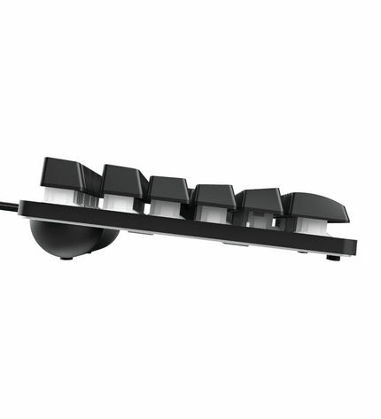 Black Trust 24067 keyboard for electronics and plug & play game consoles, featuring a sleek design and standard keys.