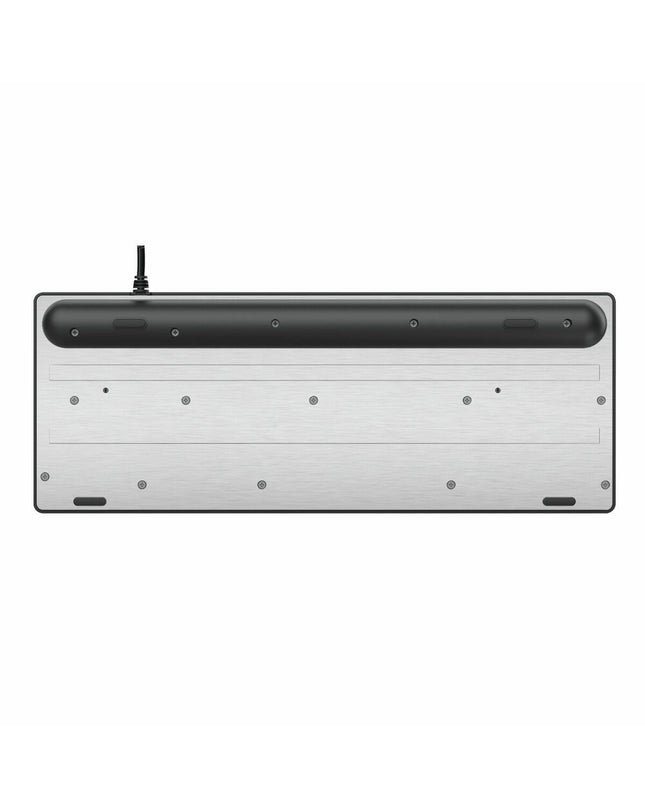 Trust 24067 black plug-and-play keyboard for gaming consoles; close-up view showing keys and sleek design.