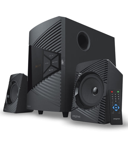 Creative Technology SBS E2500 Bluetooth speaker with sleek black design, compact size, and control buttons visible on the front.
