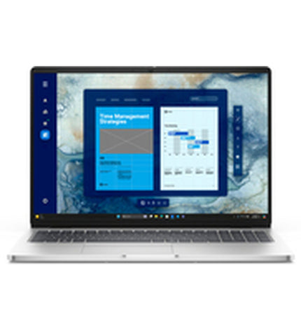Dell VV6H6 16-inch laptop with 1TB SSD and Qwerty Spanish keyboard, shown with open screen and keyboard layout.