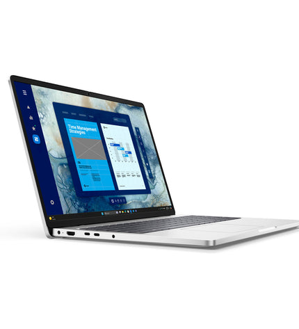 Dell VV6H6 16-inch laptop with 1TB SSD, QWERTY Spanish keyboard, shown from a front angle with a sleek design.
