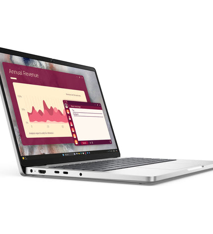 Dell 14-inch laptop with QWERTY Spanish keyboard, 16GB RAM, 512GB SSD for computing tasks.
