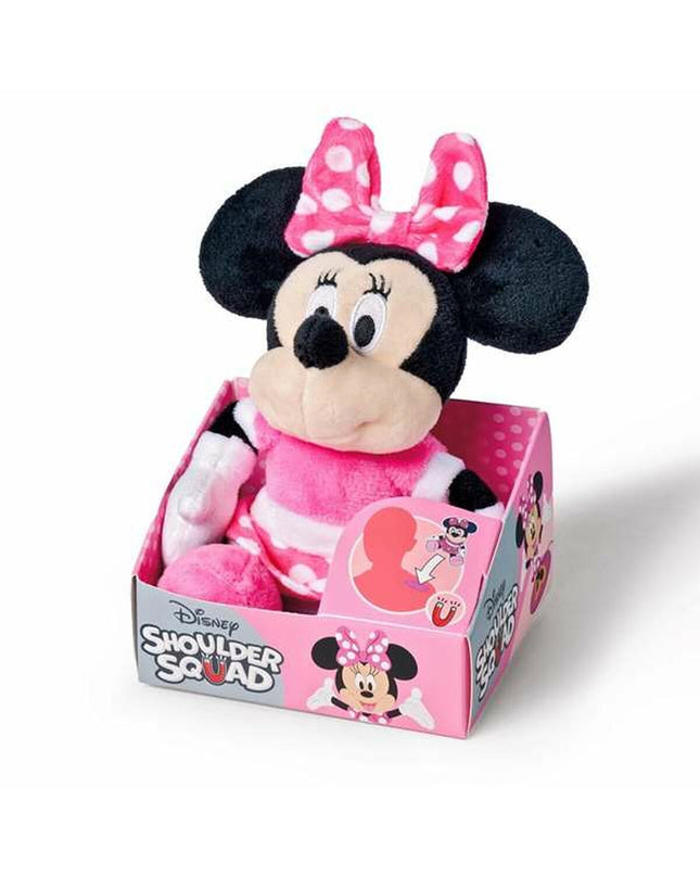 Soft Smoby Minnie plush toy, 12 cm, featuring pink details and adorable Minnie Mouse design, perfect for cuddling and play.