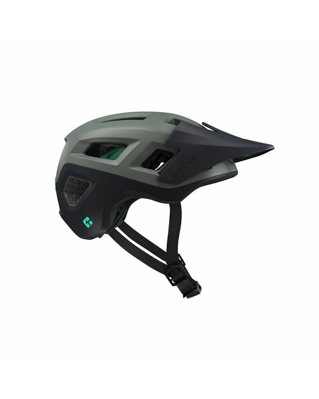 Lazer Coyote KinetiCore adult bike helmet in dark green, designed for cycling and outdoor sports.