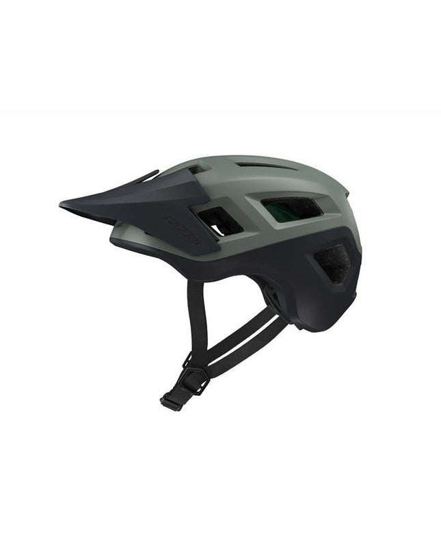 Lazer Coyote KinetiCore adult green cycling helmet for sport and outdoor riding, featuring aerodynamic design and ventilation.