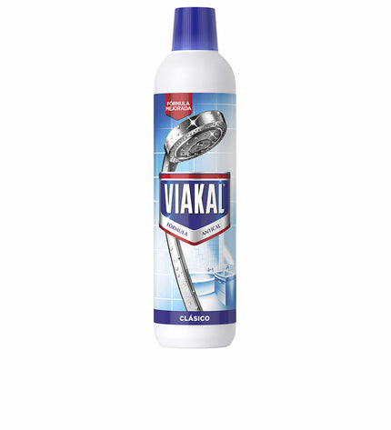 Viakal Antikalk Gel 750 ml for household cleaning, showing a white gel bottle with blue cap and label for limescale removal.