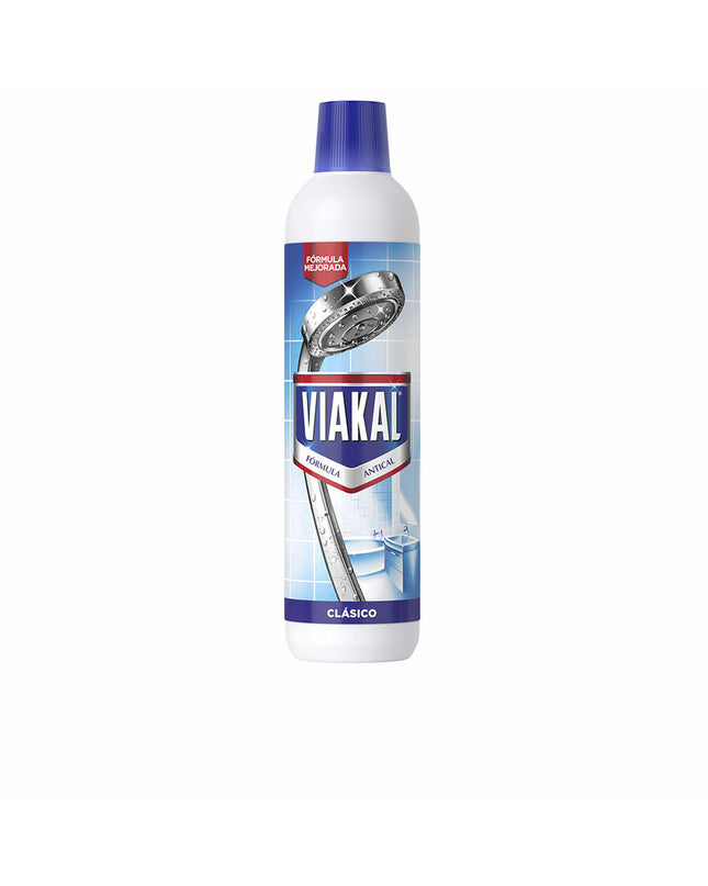 Viakal Antikalk Gel 750 ml for household cleaning, showing a white gel bottle with blue cap and label for limescale removal.