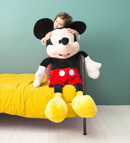 Large Mickey Mouse plush toy, 120 cm tall, soft plush material, featuring classic Mickey Mouse design for cuddling and play.