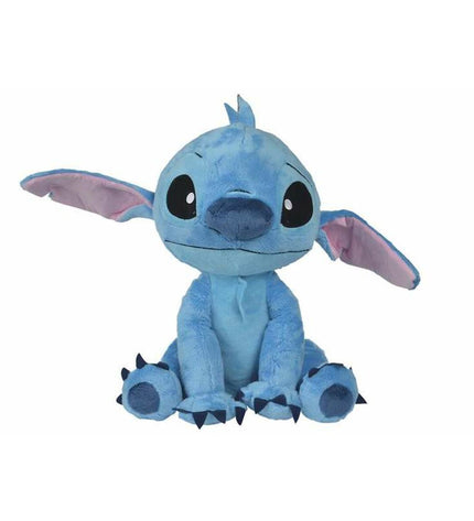 Soft blue Stitch plush toy, 50cm tall from Stitch brand, lying on a white surface, perfect for cuddling and play.