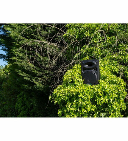 Ledwood PORT8UHF-BT speaker with LED lighting, compact electronic audio device, showing front and control buttons.