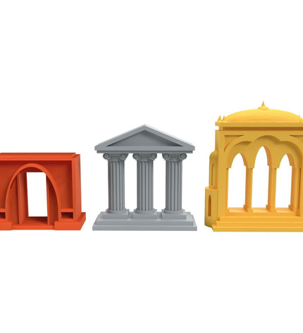 Asmodee 7 Wonders Edifice board game with colorful cards and game pieces on a play table.