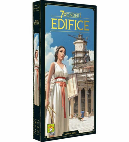Asmodee 7 Wonders Edifice board game with colorful cards and game pieces for strategic gameplay.