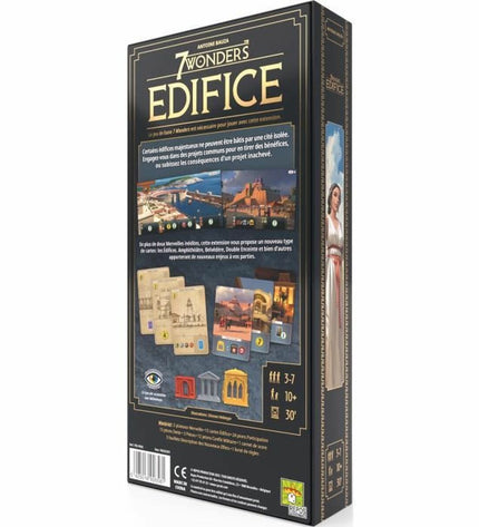 Asmodee 7 Wonders: Edifice board game with colorful cards and game pieces for strategic tabletop gameplay.