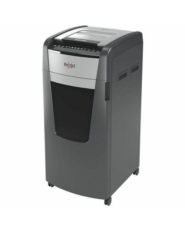 Rexel Optimum AutoFeed 600X paper shredder for office use, showing the compact electronic shredder with paper input tray.