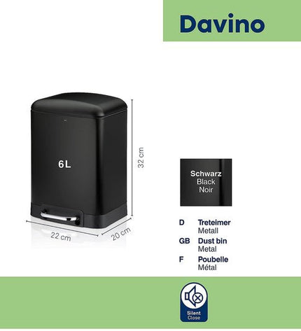 Davino 6-liter pedal trash can