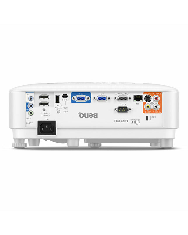 BenQ MW826STH WXGA projector showing a bright video display with 3500 lumens in a home theater setup.