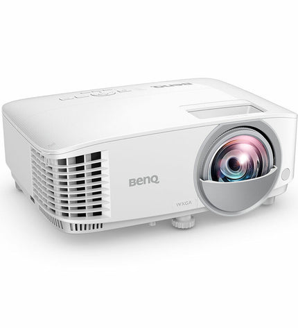 BenQ MW826STH WXGA projector displaying bright image with 3500 lumens, compact electronic device for home theater and video.