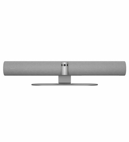 Jabra 8201-231 4K Ultra HD videocamera in gray, featuring a compact design with lens and control buttons for high-quality video recording.