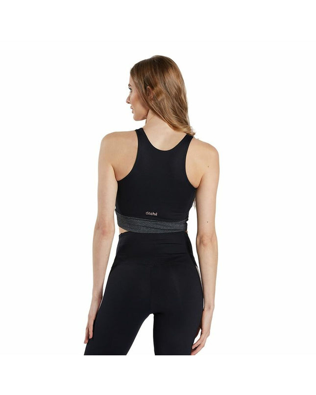Ditchil women's black sport top for outdoor cycling, lightweight and breathable for comfortable riding.