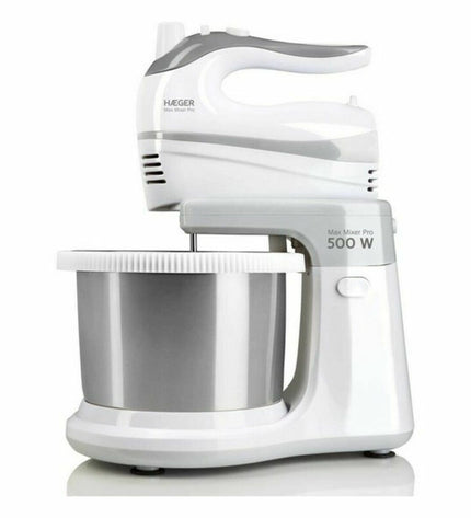 Haeger BL-5BW.009A 2L electric mixer with bowl, 500W power, compact kitchen appliance for baking and cooking tasks.