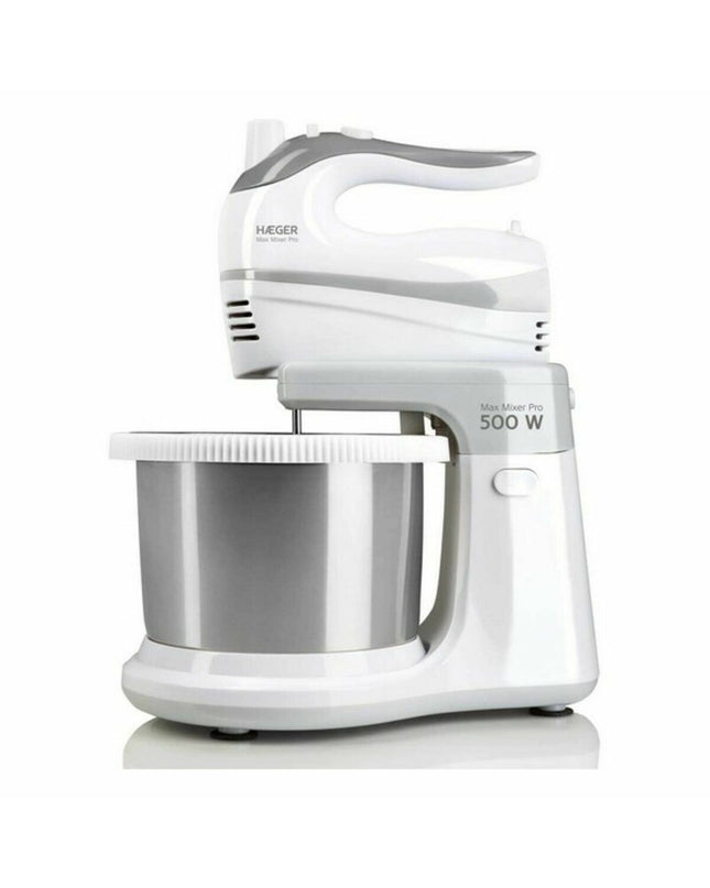 Haeger BL-5BW.009A 2L electric mixer with bowl, 500W power, compact kitchen appliance for baking and cooking tasks.
