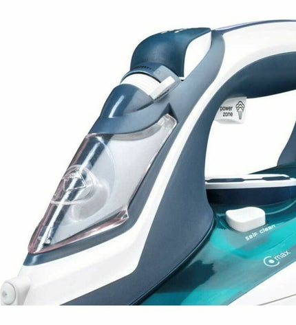 Haeger SI-280.012B steam iron with 2800W power, cloth steam station and adjustable settings on a white background.